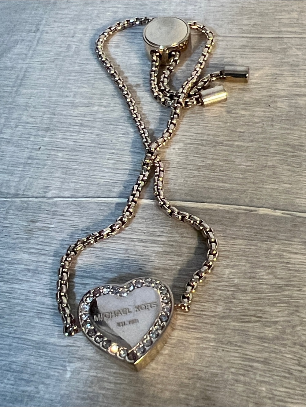 Michael Kors Rose Gold Heart Slider Bracelet with Crystals